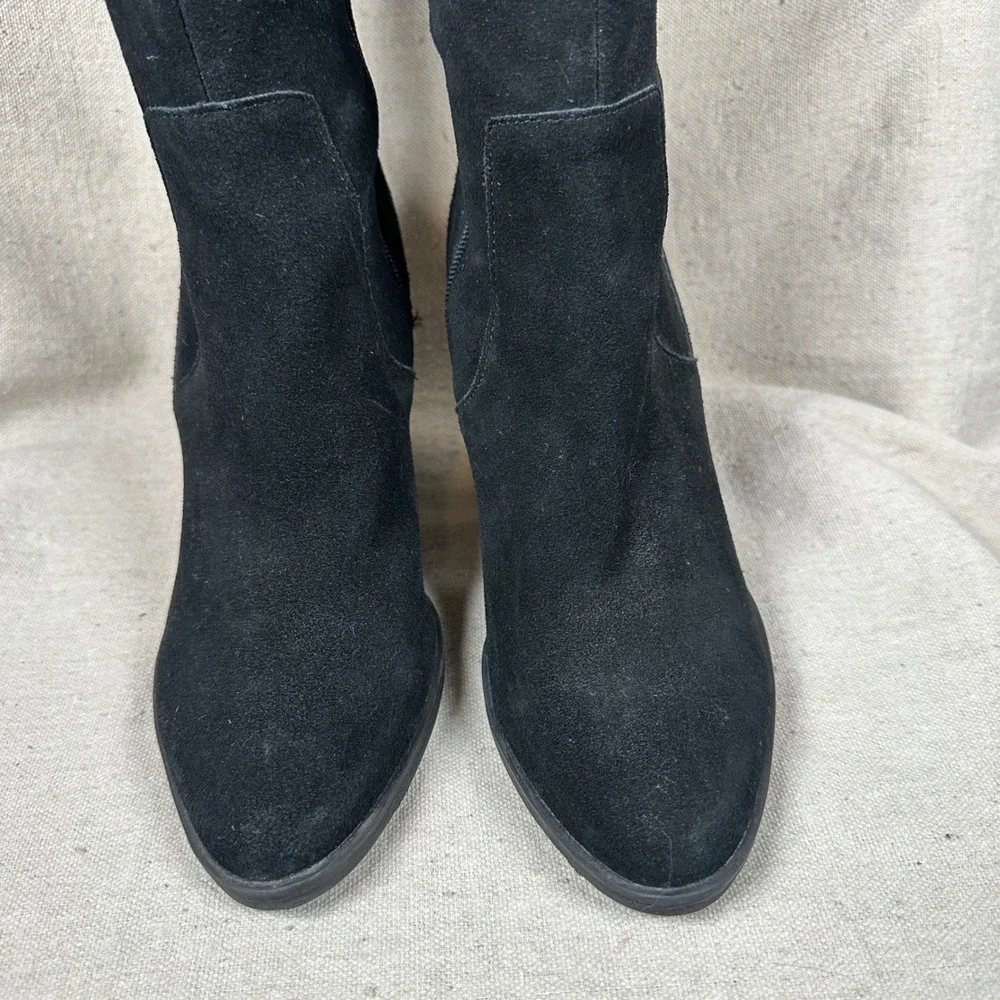 Steve Madden Sharna Black Suede Over The Knee Lace Up Back Block Heel Boots 8.5M